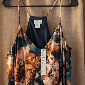 Nicole Miller satin floral Maxi dress in M/L